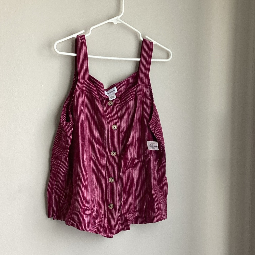 Liz Claiborne Magenta Striped Button-Front Tank Top